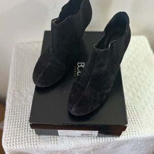 BCBG Paris Women's Elegant Black Suede Booties